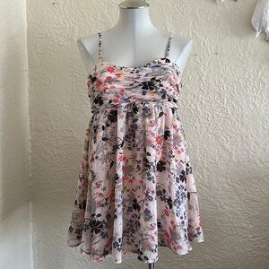 Forever 21 Y2k Softgirl Pastel Pink Blue Floral Gray Bunnies Mini Sun Dress
